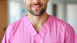 male nurse wearing pink scrubs-1